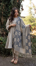 Floral Patchwork Polyester Stole with Tassels