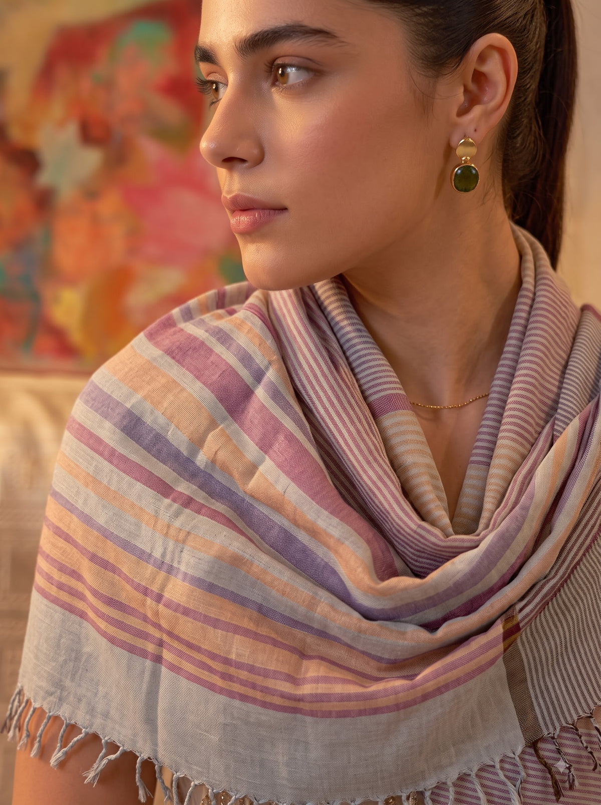 Melange Jacquard Viscose Stole