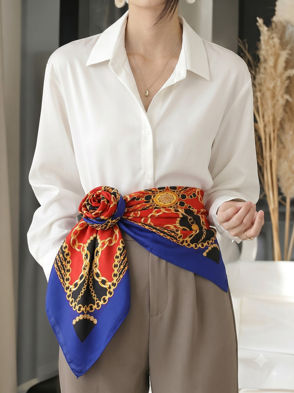 Boho Paisley Print Satin Square Scarf