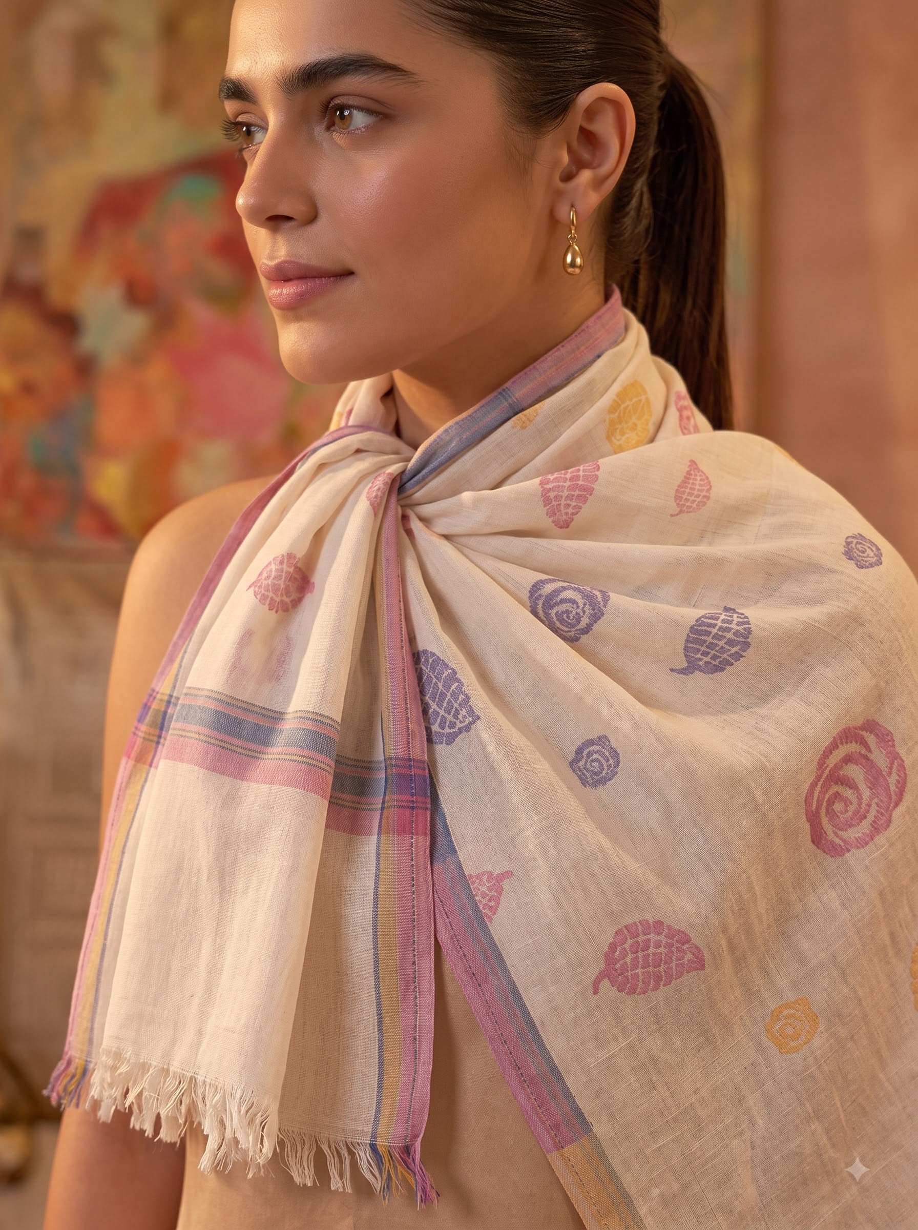 Melange Jacquard Viscose Stole