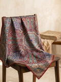Vintage Paisley Motif Pure Silk Square Scarf | 100x100 cm