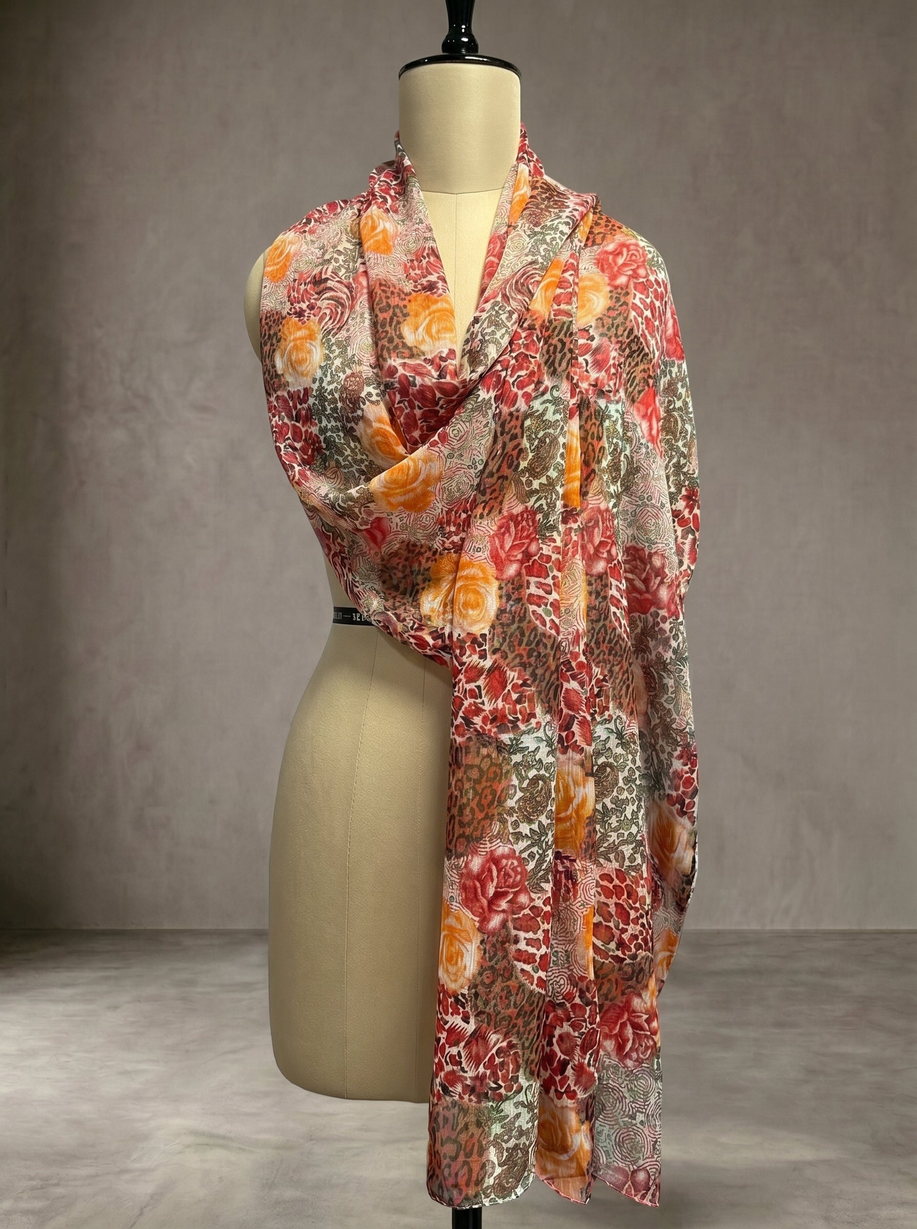 2 IN 1 Digital Print Chiffon Stole | 100x180 cm