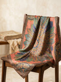 Vintage Paisley Motif Pure Silk Square Scarf | 100x100 cm