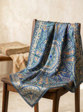 Vintage Paisley Motif Pure Silk Square Scarf | 100x100 cm