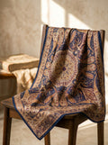Vintage Paisley Motif Pure Silk Square Scarf | 100x100 cm
