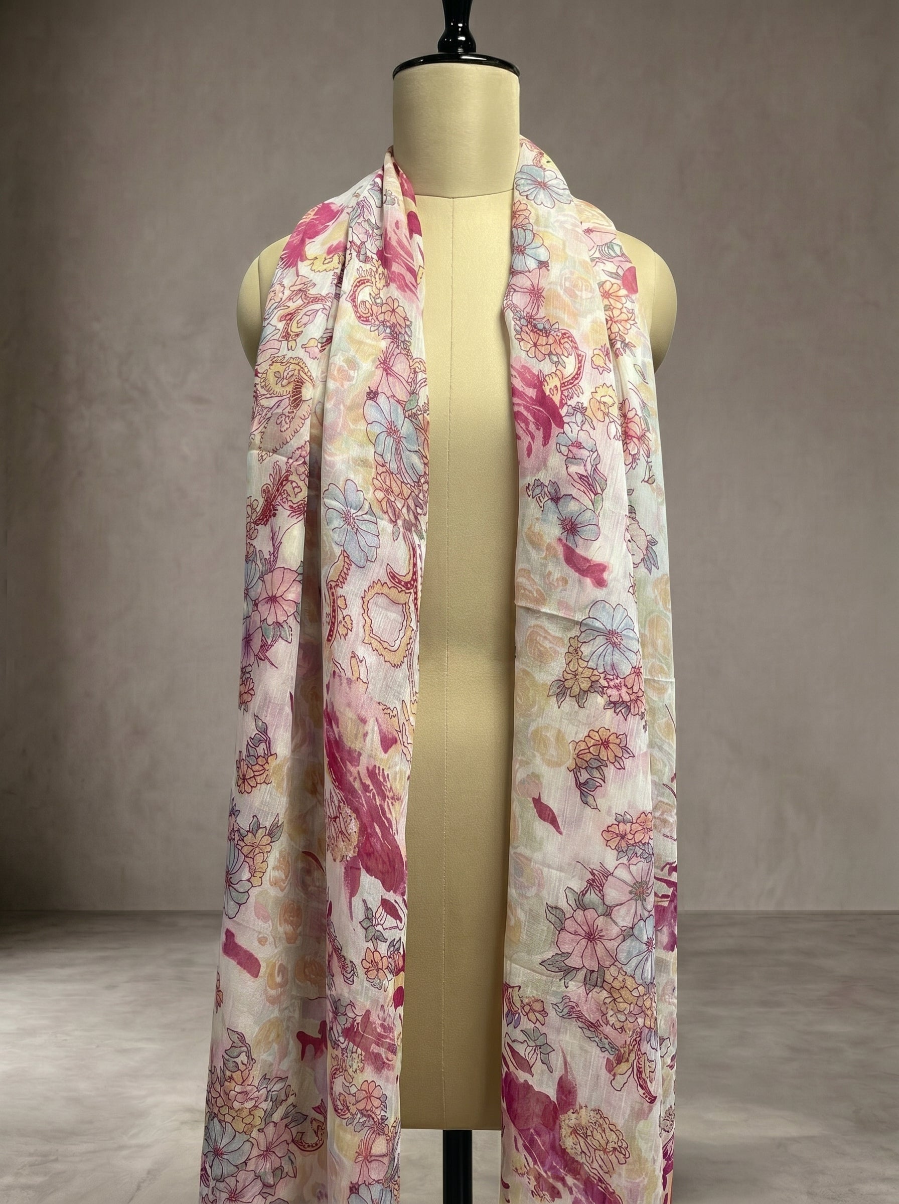2 IN 1 Digital Print Chiffon Stole | 100x180 cm