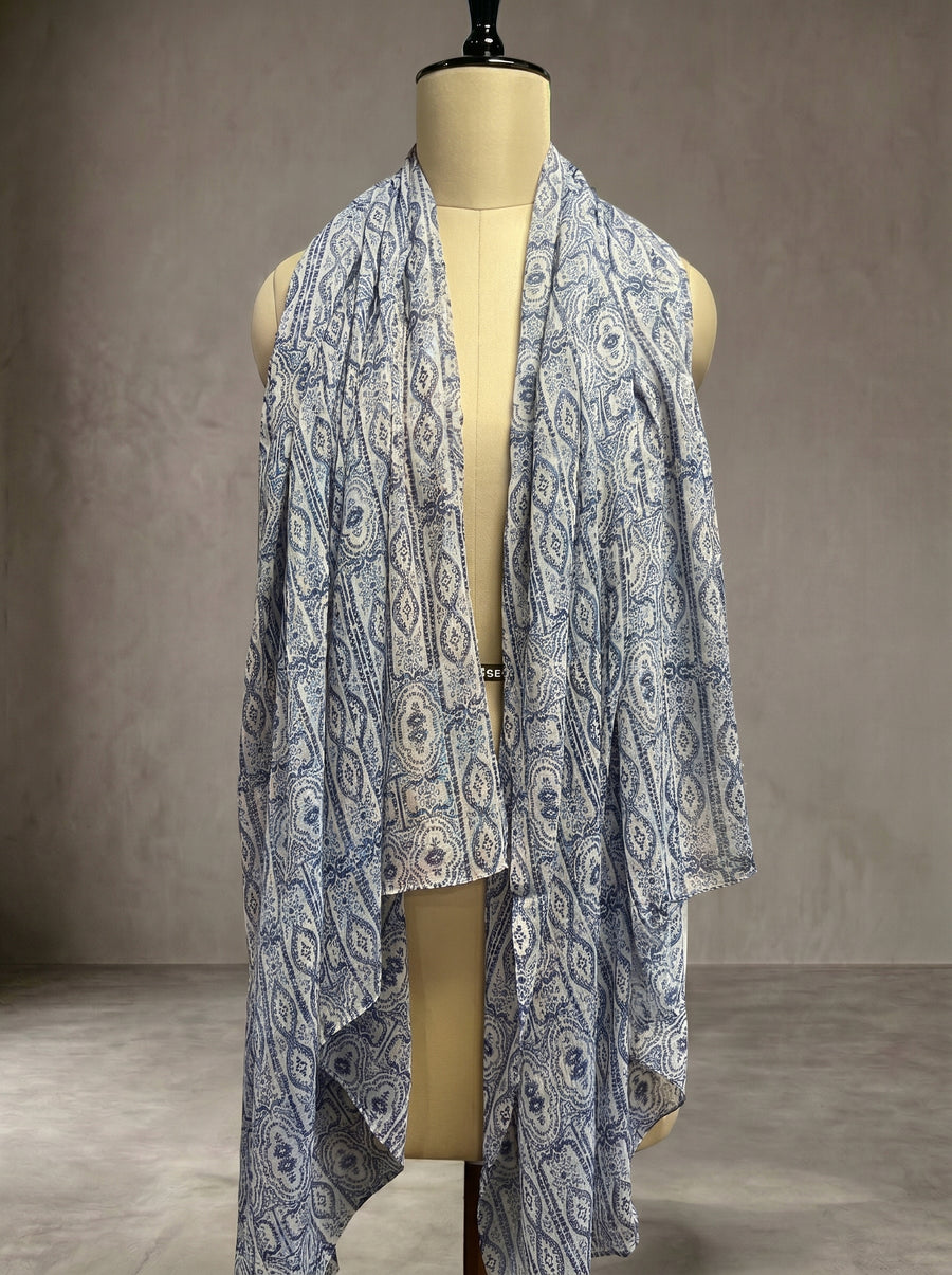 2 IN 1 Digital Print Chiffon Stole | 100x180 cm